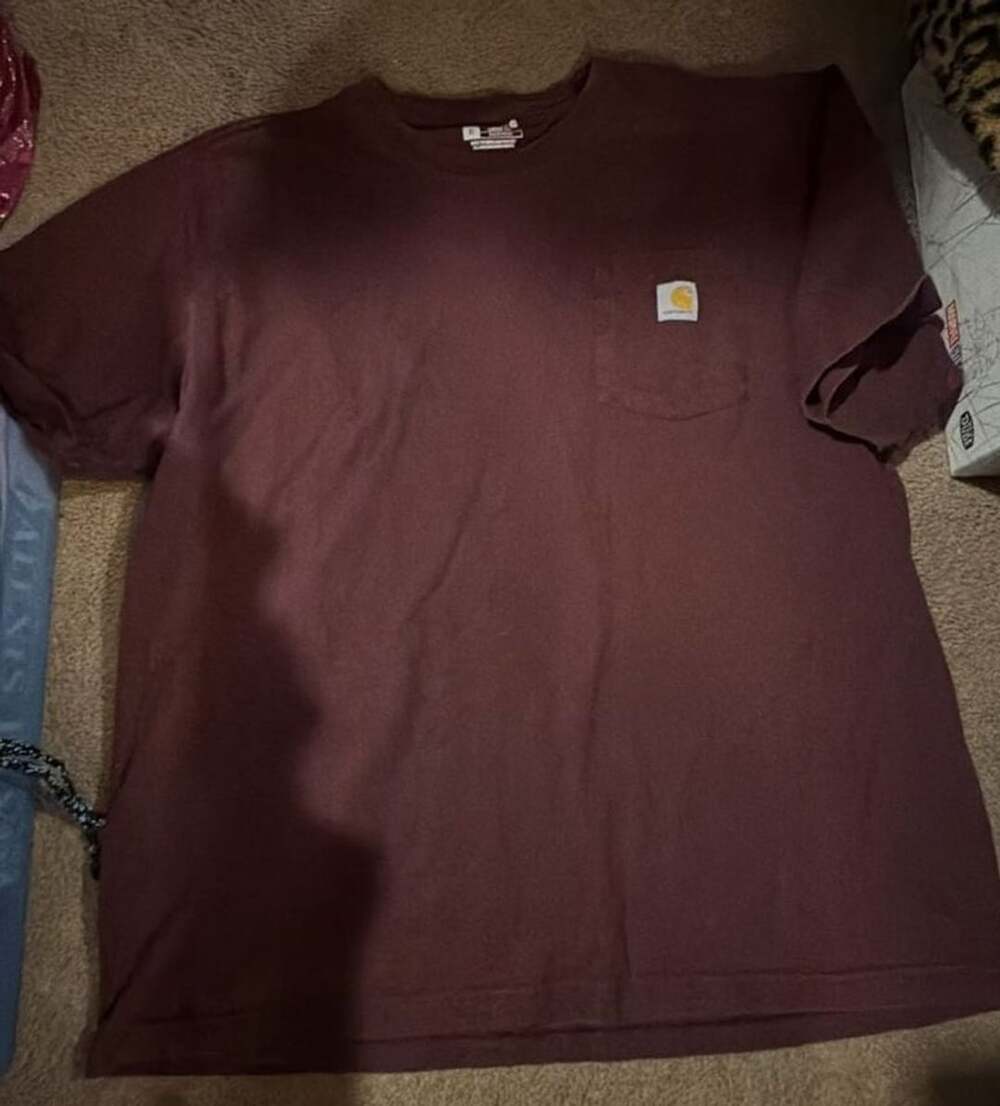 Carhartt Pocket T-Shirt Size XL Burgundy Loose Fit Cotton Workwear